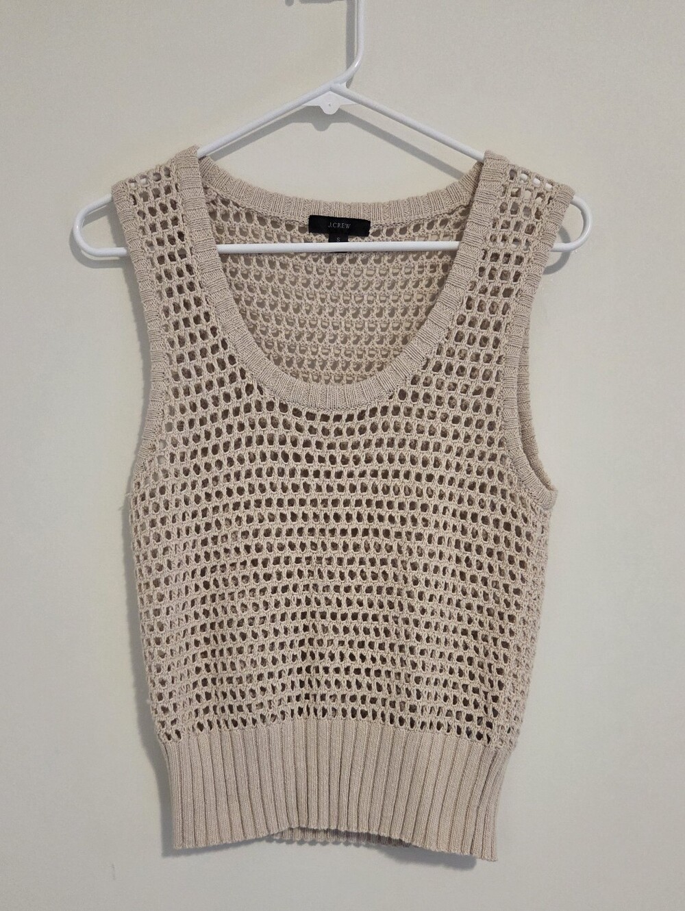 J.Cew Dusty Ivory Crochet Sweater Shell